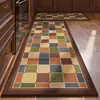 Tapete de Piso para Cozinha Estilo Retro Americano, Absorvente de Água, Antiderrapante, Resistente a Manchas, Capacho de Linho, Tira Longa, Fácil de Cuidar, Tapete de Linho Tecido