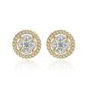 Brincos de zircão redondo populares europeus e americanos Brincos femininos de diamante completo Micro-inlay Moda Brincos de luxo leve Jóias explosivas amazônicas transfronteiriças