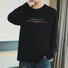 Camiseta de Manga Larga de Algodón Puro de Peso Pesado 260g para Hombre, Camiseta de Algodón Suelta para Capa Interior de Otoño e Invierno, Camiseta con Estampado de Cuello Redondo, Abrigo de Otoño