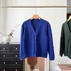 Cardigan Casual Simples de Malha com Manga Longa e Decote V de Botão Único para Mulheres, Nova Coleção Primavera/Outono, 2 Cores