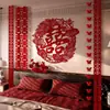 Set de Decoración de Habitación de Boda para el Dormitorio Principal de los Recién Casados Decoración de Pared de Cabecera con Tiras Largas de Palabras Felices y Guirnaldas