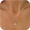 Cadena de Cuentas Redondas Colgante de Letra de Acero Inoxidable Versátil Simple Casual Collar para Mujer Joyería Aleación