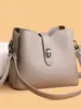 Bolsa Saco Transfronteiriça para Mulheres, Novo Estilo, Couro Macio de Alta Qualidade, Multicamadas, Grande Capacidade, Elegante Bolsa de Ombro