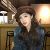 Novo Chapéu de Pescador de Veludo Cotelê Outono/Inverno 2025 Estilo Japonês Retro Feminino Chapéu Simples com Cobertura Facial Versátil Chapéu Pequeno de Bacia que Mostra o Rosto