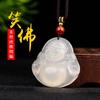 Calcedonia Fábrica Venta al por Mayor Calcedonia Brasileña Colgante de Buda Calcedonia Luz de Luna Blanca Collar de Buda Guanyin de Hielo Alto Colgante de Jade