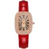 Reloj Retro Cuadrado Cielo Estrellado para Mujer, Modelo Popular, Reloj de Cuarzo Lujoso con Diamantes Completos, Correa de Huevo de Paloma, Reloj Verde Pequeño