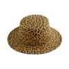 Sombrero de Copa de Leopardo de Copa Plana Estilo Retro Europeo y Americano Sombrero de Copa de Jazz de Lana Otoño e Invierno Casual Elegante Combinable Explosiones Transfronterizas