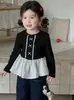 Camiseta de Encaje para Niña, Nuevo Estilo Coreano de Otoño con Lazo, Top Interior de Manga Larga, Top con Dobladillo Dulce, Estilo Occidental
