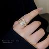 Anillo Geométrico de Apertura Multicapa de Zircón Luz Ins Lujo de Alta Gama Sentido Anillo de Dedo Sentido de Diseño Nicho Pulsera Venta al por Mayor Mujeres