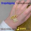 Colar de diamante feminino com pingente de cruz vajra de mesmo estilo de Wei Xue, pilão de redução de demônios dourado, presente para namorada