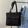 Bolso Casual Simple de Nuevo Estilo para Mujer Estilo Coreano Artístico Color Sólido Bolso de Hombro para Estudiante Gran Capacidad Bolso para Clases de Tutoría Transfronterizo