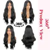 Estilo europeo y americano, fibra de alta temperatura, onda grande, negro, voluminoso, raya en medio, peluca larga rizada para mujer, venta al por mayor desde el fabricante