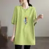 Camiseta de Manga Corta de Comercio Exterior, Talla Grande Holgada para Mujer de Verano, Nuevo Estilo 2026, de Longitud Media, Versátil, Casual, Top que Favorece la Figura, Estilo Ins
