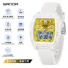 Reloj Juvenil Sanda Doble Zona Horaria Luminoso Multifuncional Unisex Electrónico Moda Tendencia Cronógrafo