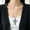 Collar Cruz Grabada American Gothic Estilo Dulce Fresco Cadena de Doble Capa Cuentas de Cristal Cadena para Suéter de Mujer Accesorios Personalizados