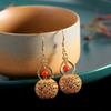 Brincos de Prata S925 Banhados a Ouro Ágata Vermelha do Sul Cabacinha Moda Simples Brincos Femininos Direto da Fábrica