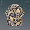 Camisa Floral de Manga Curta de Verão Estilo Japonês Ins Moda Hong Kong para Homens e Mulheres, Camisa Solta Retrô Cool Havaiana de Praia para Casal
