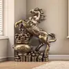 Adorno de Caballo Galopando Sólido Chapado en Cobre, Figura de Caballo Estilo Antiguo, Decoración Pequeña Chapada en Cobre para Escritorio, Oficina, Sala de Estar