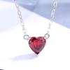 Colgante mini love de circón color rojo granate plata de ley S925 moda coreana estilo japonés y coreano nuevo pequeño fresco simple