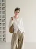 Cárdigan de punto de seda de hielo simple estilo coreano para mujer, adecuado para principios de otoño, casual y para ir al trabajo, ligero, protector solar, top tipo camisa para aire acondicionado