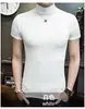 Camiseta de Manga Corta Fina de Algodón Lycra para Hombre Cuello Alto Medio Primavera/Verano 2026 Algodón Puro Ajustado Color Sólido Capa Base