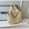 Bolso de Tela Plisada Estilo Coreano Moderno Simple Elegante para Viajero Mujer 2024 Bolso de Hombro Axilar a Cuadros Portátil Tipo Cubo