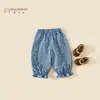 Calça de Outono para Meninas 2026 Novo Estilo Menina Bebê Estilo Coreano Super Fofa Confortável Estilo Primavera/Outono Jeans Jogger Infantil