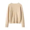 Suéter de cachemira 100% pura para mujer para otoño e invierno, de doble hebra engrosada, tejido de ochos completo, cuello redondo, corte holgado, jersey de punto, capa base de punto