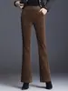 Pantalones de pana de talla petite, ligeramente acampanados, para mujer, nueva colección otoño/invierno 2026, de tiro alto, talla grande, pantalones casuales para mujeres de mediana edad