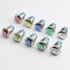 Interruptor de Alimentação Circular 22mm Auto-Travante Não-Travante Cabeça Plana 1NA Base Azul Conector de 4 Pinos Instalação Botão de Metal