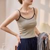 # La calidad de Zhen no teme a los productos que el algodón puro de alto conteo# Camisola a rayas para mujer Verano Cintura alta Corta Sexy Ropa exterior