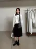 Falda Han Xun Recta Elegante de Algodón Puro Ligera Línea A Otoño 2026 Cintura Alta Adelgazante Abertura Frontal Elegante de Largo Medio 27383