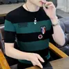 Marca Americana Tendência Transfronteiriça Seda de Gelo Masculina Manga Curta Tendência da Moda de Verão Malha Manga Meia Manga Casual Bonito Versátil Camiseta