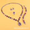 Comercio Exterior Collar de Piedras Preciosas Arcoíris Palacio Romano Chapado en Oro de 18K Púrpura Iris Zirconita Juego de Collar Pulsera Anillo