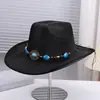 Nuevo Moderno Estilo Occidental Transpirable y No Sofocante Sombrero de Vaquero Estilo Camping al Aire Libre Monta de Caballos Cadena de Joyas Decorada Sombrero Jazz
