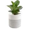 Cesta de flores tejida con cuerda de algodón, cesta para macetas, cesta para plantas, cesta redonda blanca, cesta para plantas en maceta pequeña