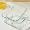 Caixa de almoço de vidro resistente ao calor caixa de conservação de alimentos aquecimento no micro-ondas e forno divisória com tampa para estudantes e trabalhadores de escritório com refeições caixa de almoço tigela de conservação de alimentos