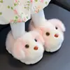 Zapatos de Algodón de Invierno para Niños Zapatillas Peludas de Espalda Cerrada para Niñas Perro de Dibujos Animados Padre-Hijo Niños Bebé Antideslizantes Cálidos Zapatos para el Hogar