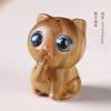Sândalo Verde DIY Gatinho Fofo com Olhos Azuis, Posição Surpresa Sentado, Acessórios Ornamento de Gato
