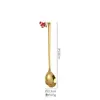 Cuchara y Tenedor de Acero Inoxidable Colgante de Fruta Navideña Cuchara de Café Dorada Souvenir Caja de Regalo Navideña Transfronteriza Juego