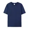 Blusas Femininas de Verão Lisas 180g Algodão Puro Manga Curta Camiseta Feminina Cor Sólida Casual Solta Roupas com Estampa Personalizada