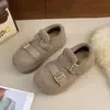 Zapatos de Algodón Cálidos de Felpa Nuevos Estilo Retro Invierno Zapatos Birken Moda para Mujer sin Cordones Suela Gruesa 2026 Cobertura Completa Hebilla de Cuero