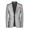 Amazon Transfronterizo Ropa de Hombre Escenario Cuadros Traje de un Solo Botón Juventud Traje Brillante Chaqueta Abrigo Casual Tallas Grandes