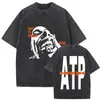 Camiseta Vintage Lavada Nsqk Aoou Piensa en Mí Nuevo Álbum 2025 para Hombre Hip-Hop Gótico