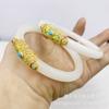 Pulseira de jade seda dourada de Xinjiang por atacado, pulseira branca sebo, pulseira de jade branco, pulseira cloisonné incrustada