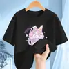 2304 # Camiseta de Niña Manga Corta Ropa de Verano 2025 Nueva Niños Niñas Pequeñas Verano Algodón Puro Camiseta Básica Tops de Media Manga