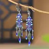 Pendientes Vintage de Hoja Esmaltada S925 Plata Rey Ciervo Dorado con Jade Verde, Nuevo Estilo Chino, Pendientes para Mujer de Estilo Nacional Antiguo y Elegante