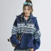 Suéter Retro de Navidad con Media Cremallera y Solapa para Mujer en Otoño e Invierno Nuevo Holgado Adelgazante Aspecto Perezoso Suéter de Punto para Mujer