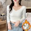 Camiseta Básica de Terciopelo para Mujer, Ropa Cálida de Otoño e Invierno, Cuello Redondo Engrosado, Mangas Largas, Ropa Exterior, Top de Terciopelo de una Pieza, Ropa de Otoño