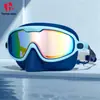 Gafas de natación para adultos de marco grande con protección nasal, anti-niebla de alta definición, protección UV, campo de visión amplio, tapones para los oídos integrados